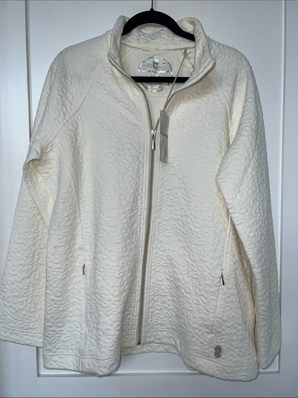 Tommy Bahama Cream Quilted Zip-Front Aruba Jacket